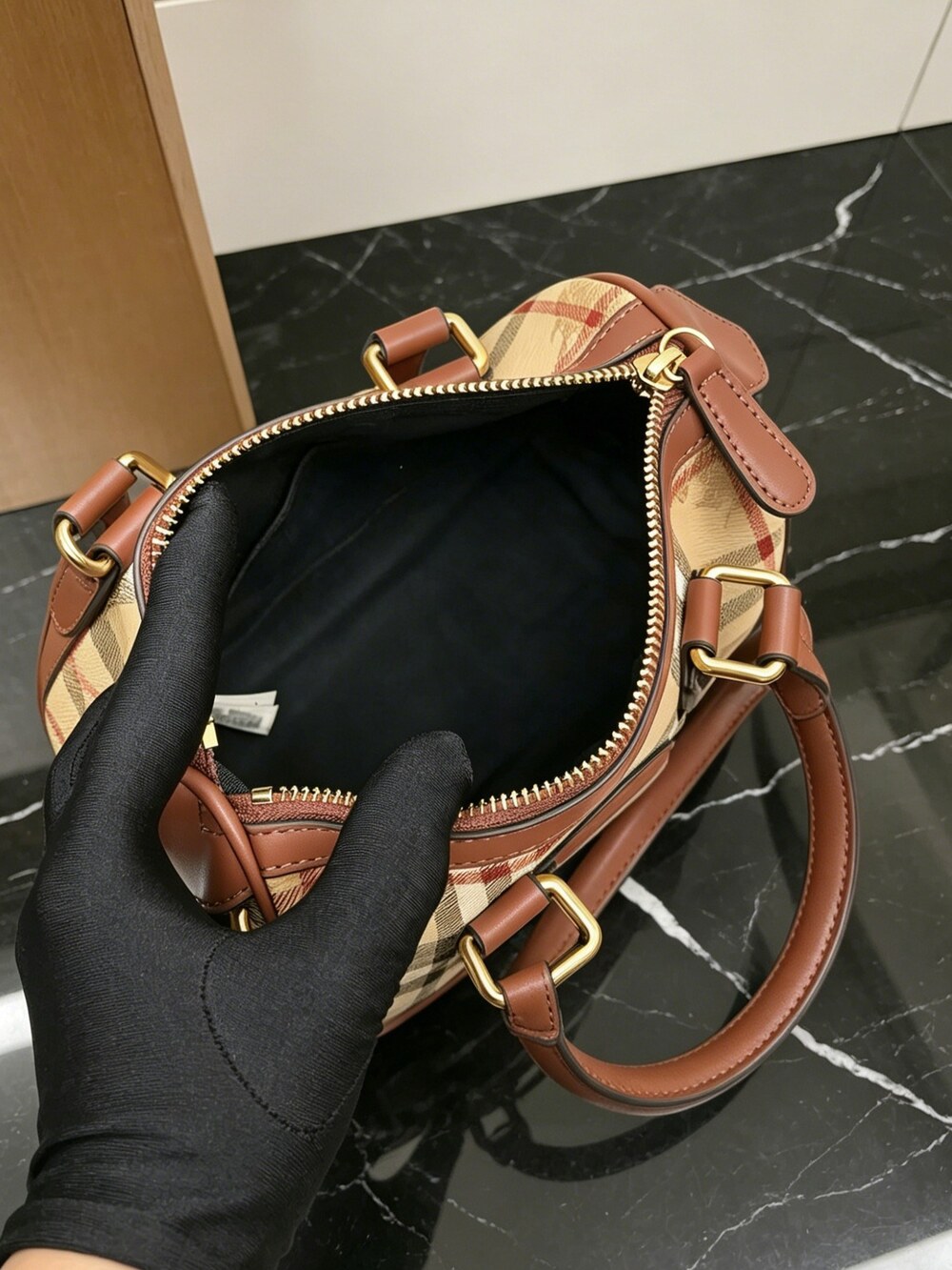 Burberry Mini Check Bowling Bag - Picture 3 of 6